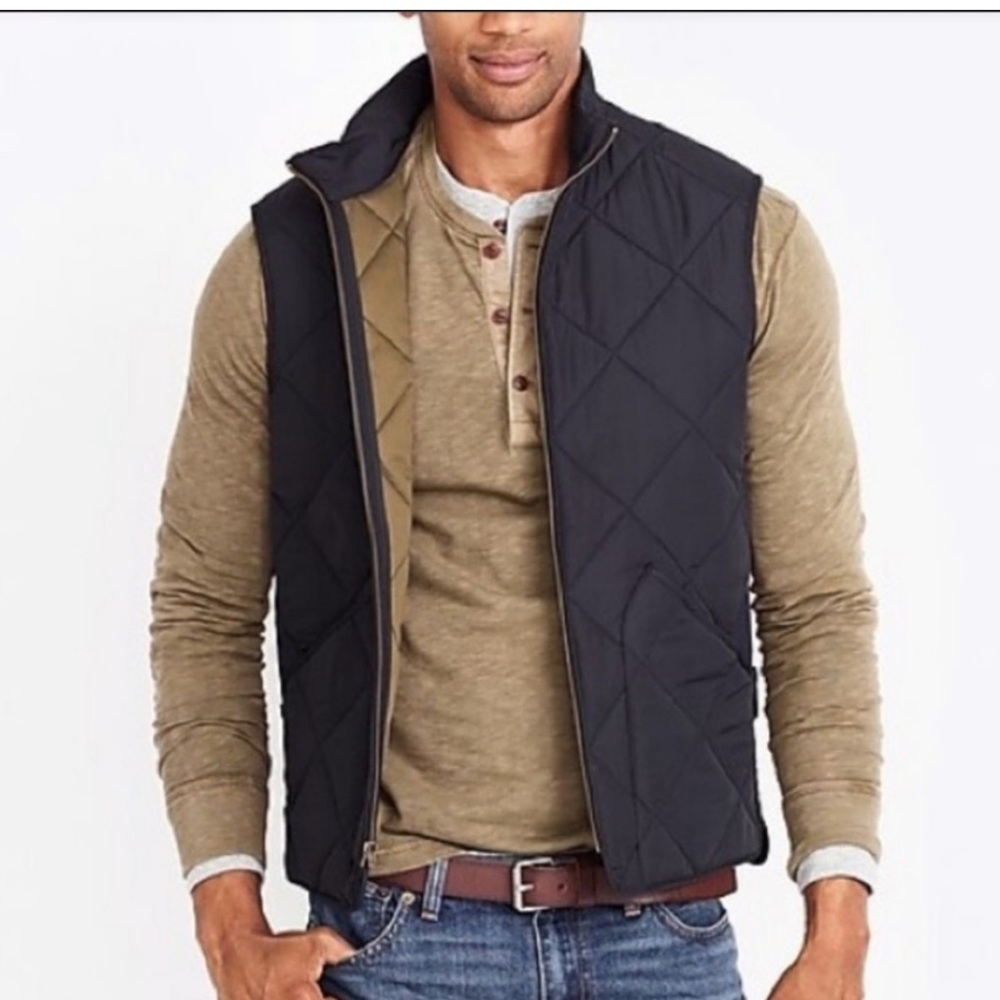 NEW J. Crew  quilted outerwear vest jacket coat mens medium navy